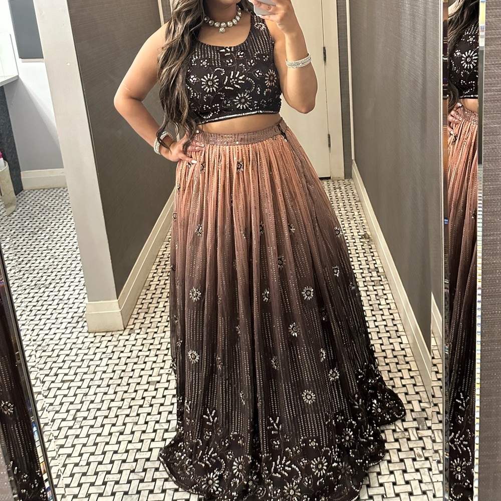 Elegant Brown and Black Women's lehenga
